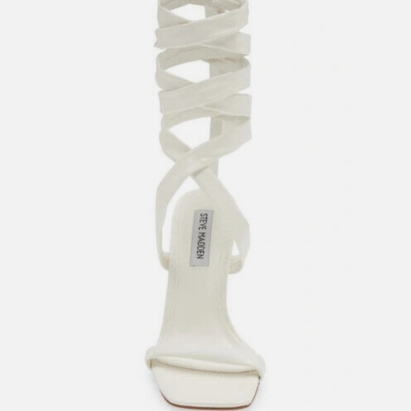 Steve Madden Utilize Tie-up Dress Sandals White -11 - Picture 5 of 8